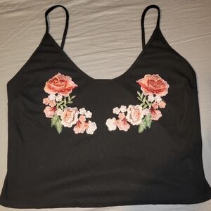 Tank top with embroidery flowers size XL